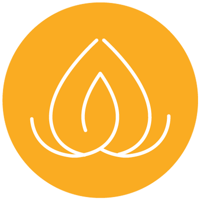 Embrace Your Pace Icon Abstract line illustration meant to represent slowing down, with a lotus and a flame